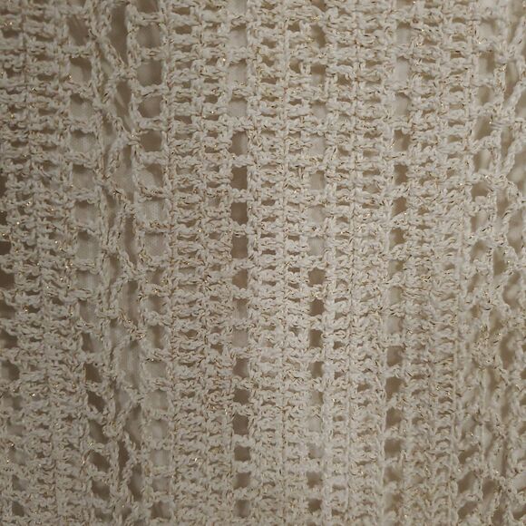 Damee Crocheted Ivory Midi Skirt Bohemian Style w/Elastic Waist Size 3X Lined - Picture 2 of 8